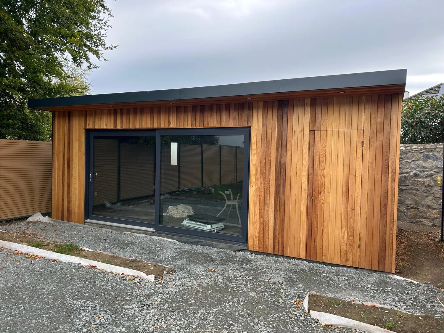 Finished timber-clad room