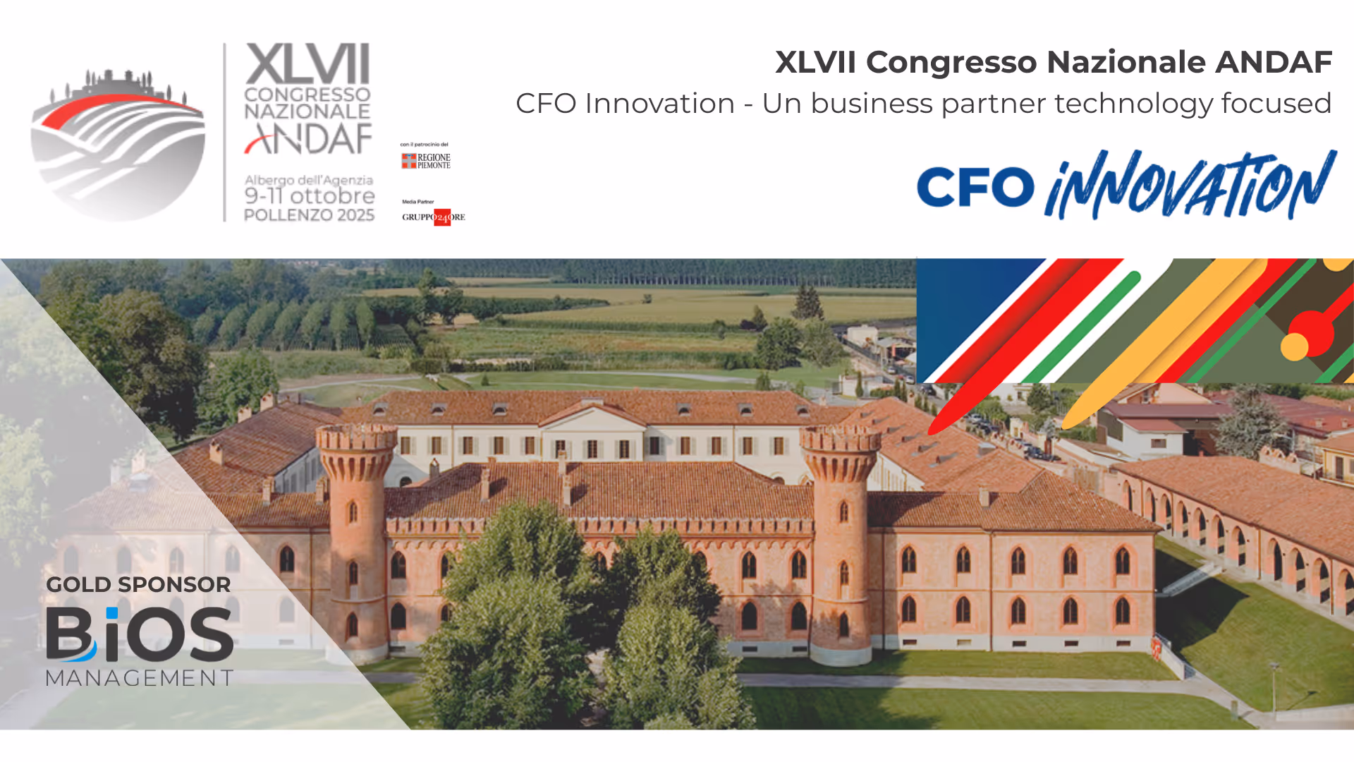 Bios Management Gold Sponsor del prestigioso XLVII Congresso Nazionale ANDAF, in programma il 9, 10 e 11 ottobre a Pollenzo
