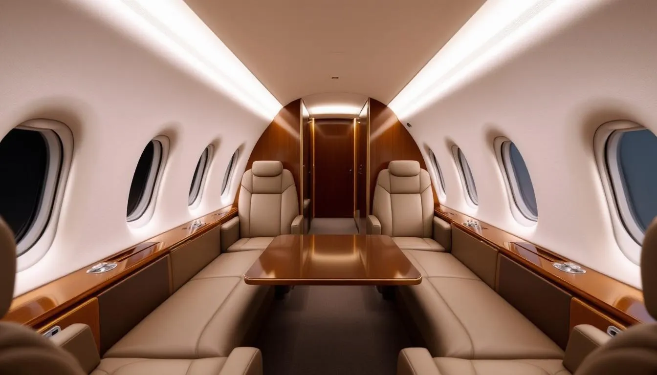 The image depicts a sleek private jet parked at a luxurious private airport, showcasing the concept of empty leg flights for private aviation. This visual emphasizes the convenience and luxury of flying privately, highlighting the unique opportunity to book an empty leg flight at significantly reduced rates.
