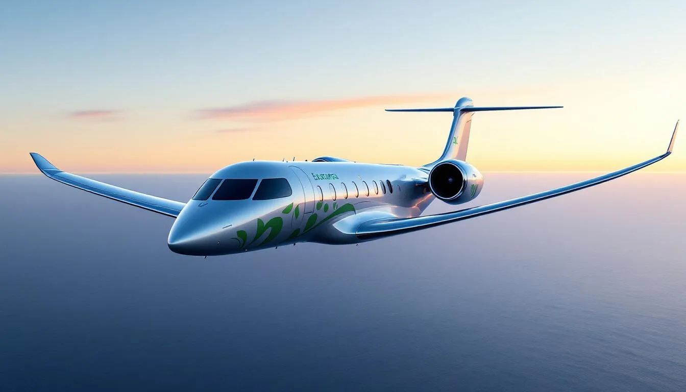 The image depicts a sleek, modern private jet parked at a luxurious private terminal, highlighting the future of sustainable private jet aviation. With an emphasis on empty leg flights, the scene showcases how private jet operators are offering significant savings and exclusive access to travelers seeking a seamless booking experience.