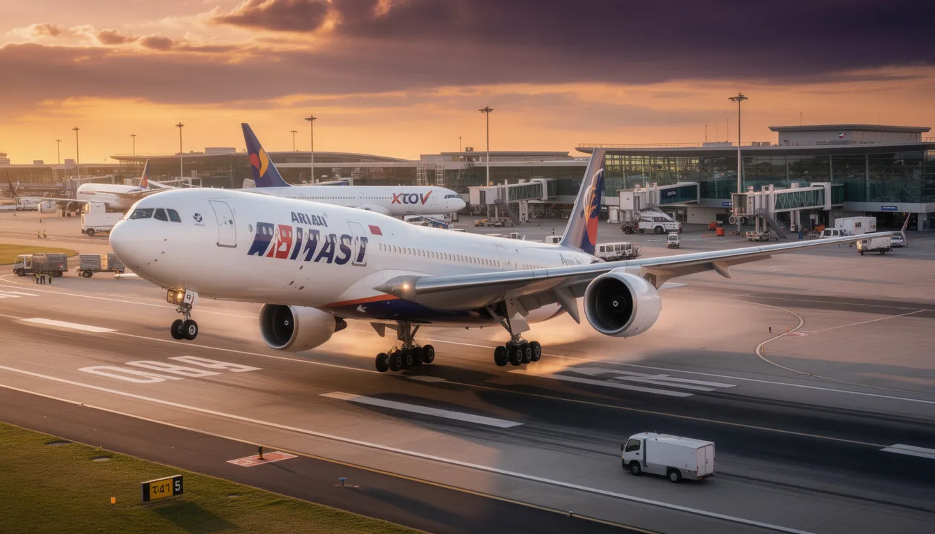 The image features a sleek and powerful heavy jet, showcasing its impressive design and size, which is ideal for private jet travel. This aircraft represents the luxury of charter flights, providing private jet travelers with exceptional service and access to a diverse fleet for their business aviation needs.