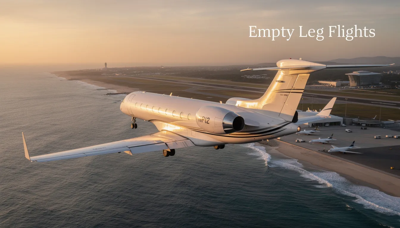 The image depicts an empty leg flight, showcasing a sleek private jet parked on the tarmac, ready for charter services. This represents an opportunity for private jet travelers to enjoy cost-effective alternative options in private aviation with flexible scheduling and outstanding customer service.