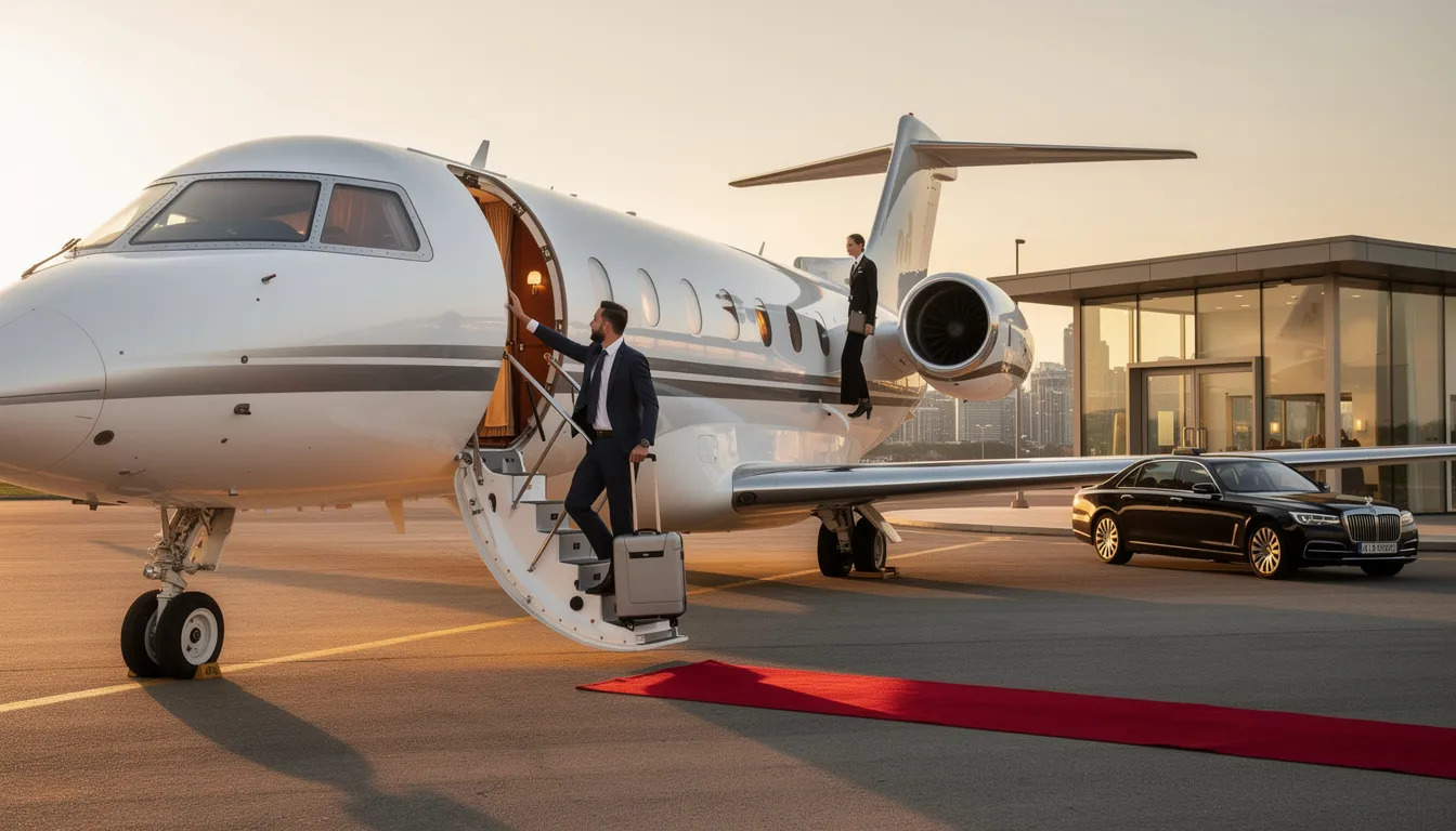 The image illustrates the concept of private jet membership, showcasing a sleek private jet on the tarmac, symbolizing the benefits of guaranteed access and convenience for travelers. It highlights the freedom of private aviation, where individuals can enjoy predictable costs and tailored travel plans for regional and international trips.