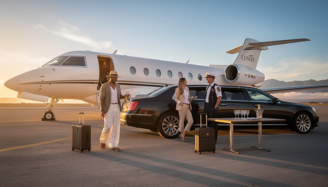 The image depicts a luxurious private jet interior, showcasing spacious cabin classes designed for comfort and style, ideal for private travel experiences. It highlights the convenience of private aviation, with features that cater to the needs of travelers, ensuring a secure and efficient journey for both business and leisure.