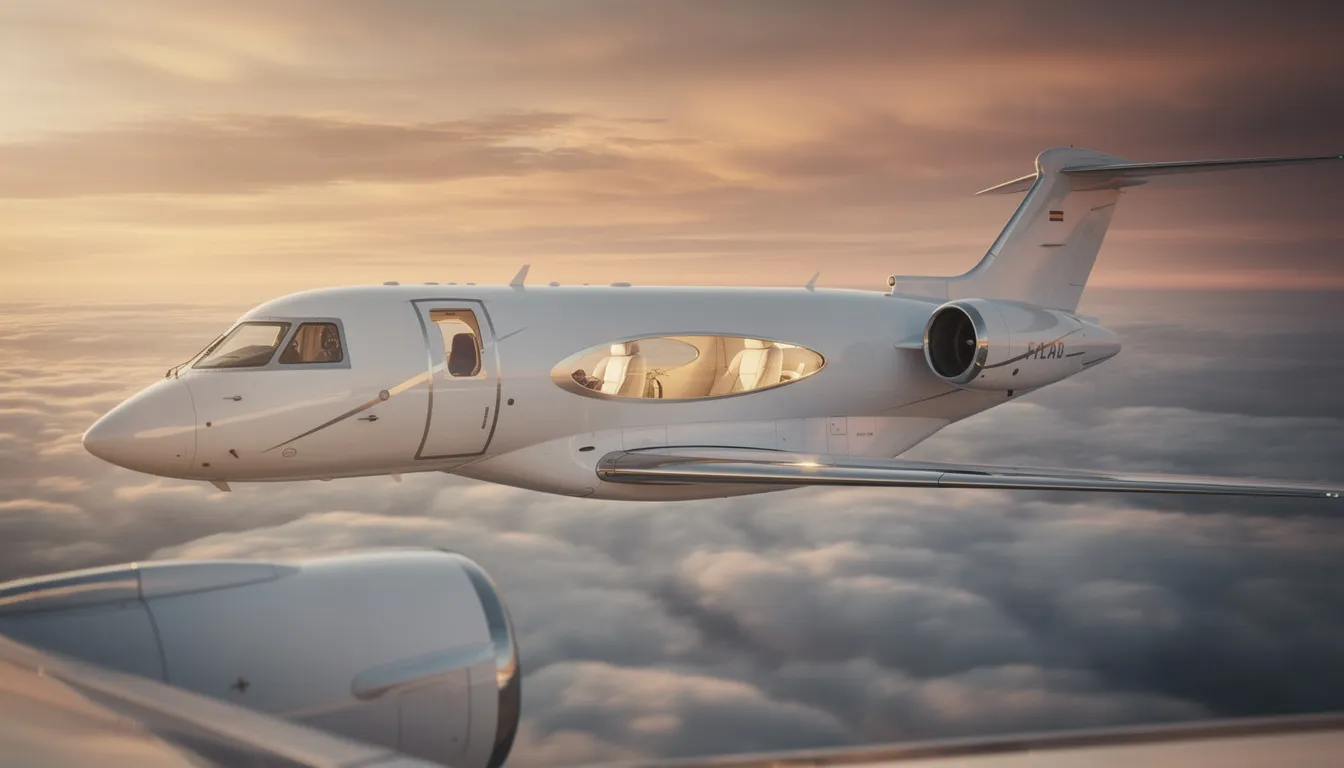 The image depicts a luxurious private jet soaring through a clear blue sky, symbolizing the ultimate in private travel. This visual represents the convenience and flexibility of private jet flights, including options like empty leg private flights that offer cost-effective travel solutions for discerning travelers.