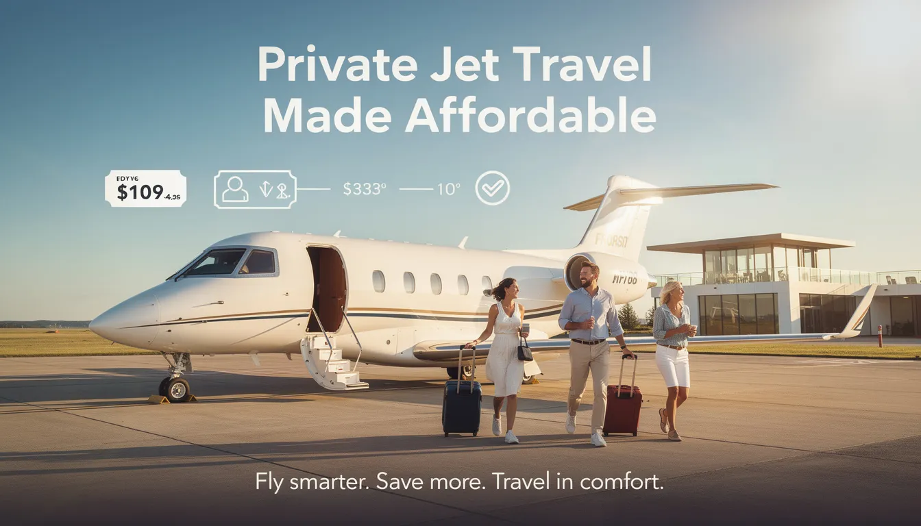 The image depicts a luxurious private jet, emphasizing the affordability of private jet travel with various aircraft options available for charter. It showcases spacious cabins designed for comfort, highlighting the benefits of private jet rental services and the competitive pricing of private jet charter costs.