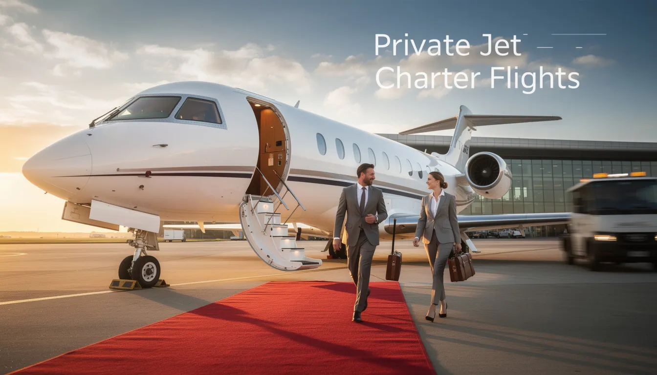 The image depicts a luxurious private jet ready for charter flights, showcasing sleek design and spacious interiors that cater to the needs of frequent flyers. This private aviation option provides a seamless travel experience, allowing passengers to enjoy the benefits of flying private with cost-effective empty leg flights and tailored services.