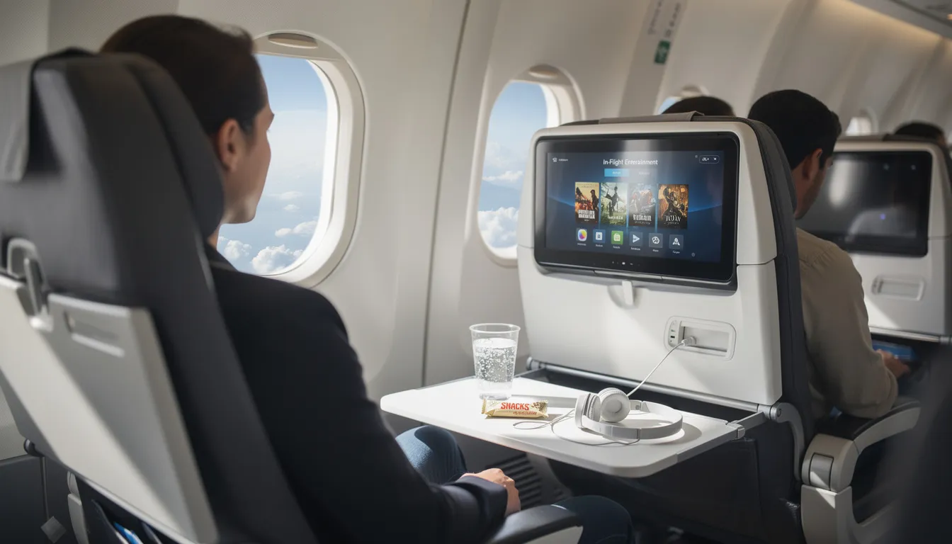 The image depicts a luxurious in-flight experience aboard a private jet, showcasing spacious seating and elegant amenities designed for discerning travelers. Passengers enjoy personalized service and a tranquil atmosphere, highlighting the benefits of private jet travel over commercial flights.