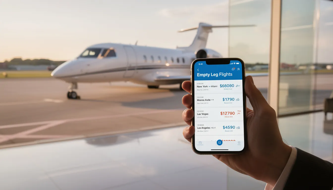 An image depicting a luxurious private jet ready for departure, showcasing its sleek design and spacious interior, ideal for booking an empty leg flight. This visual emphasizes the convenience and comfort of private jet travel, perfect for those seeking unbeatable prices on their next journey.