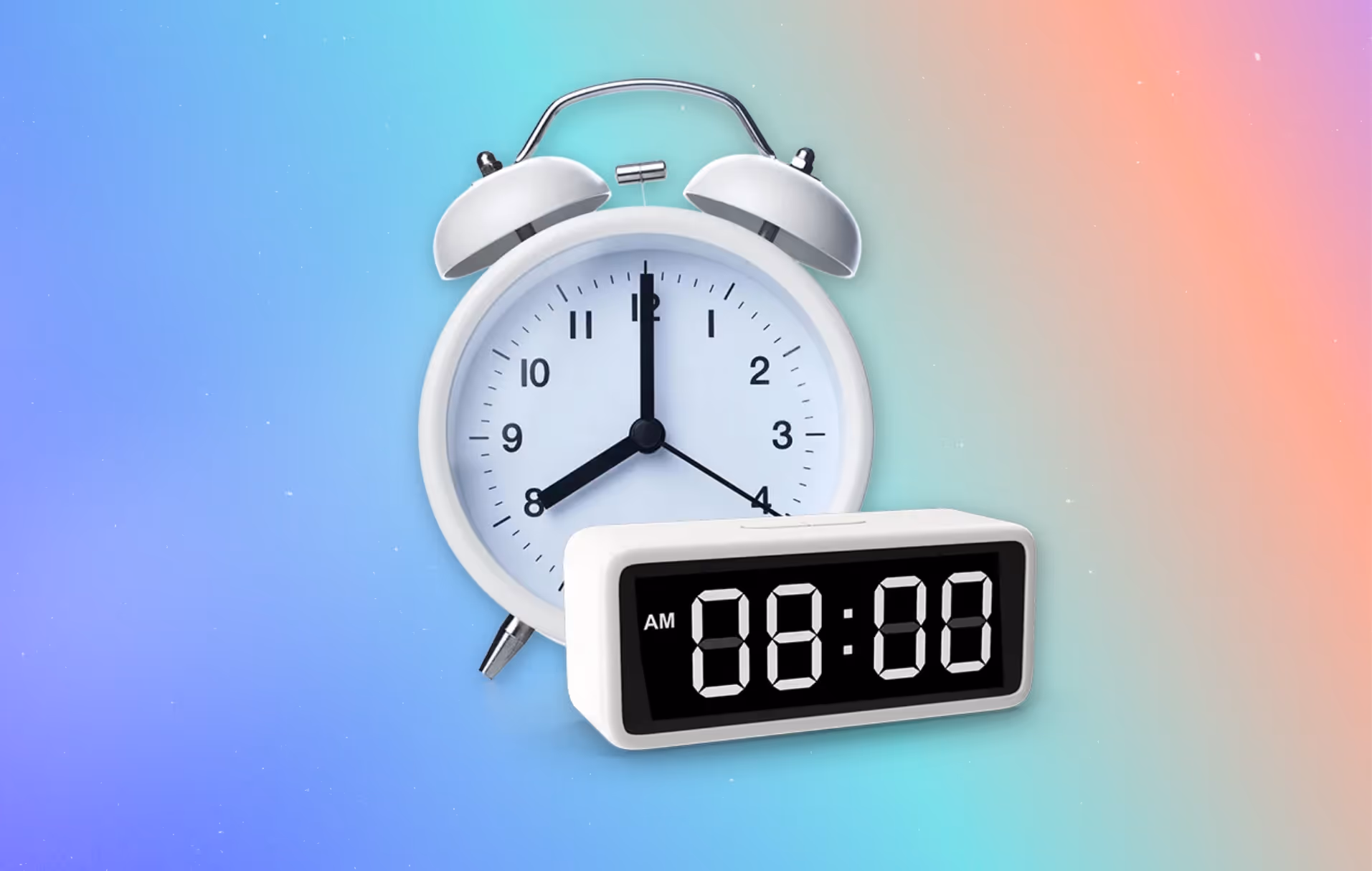 Traditional alarm clock, showing 08:00