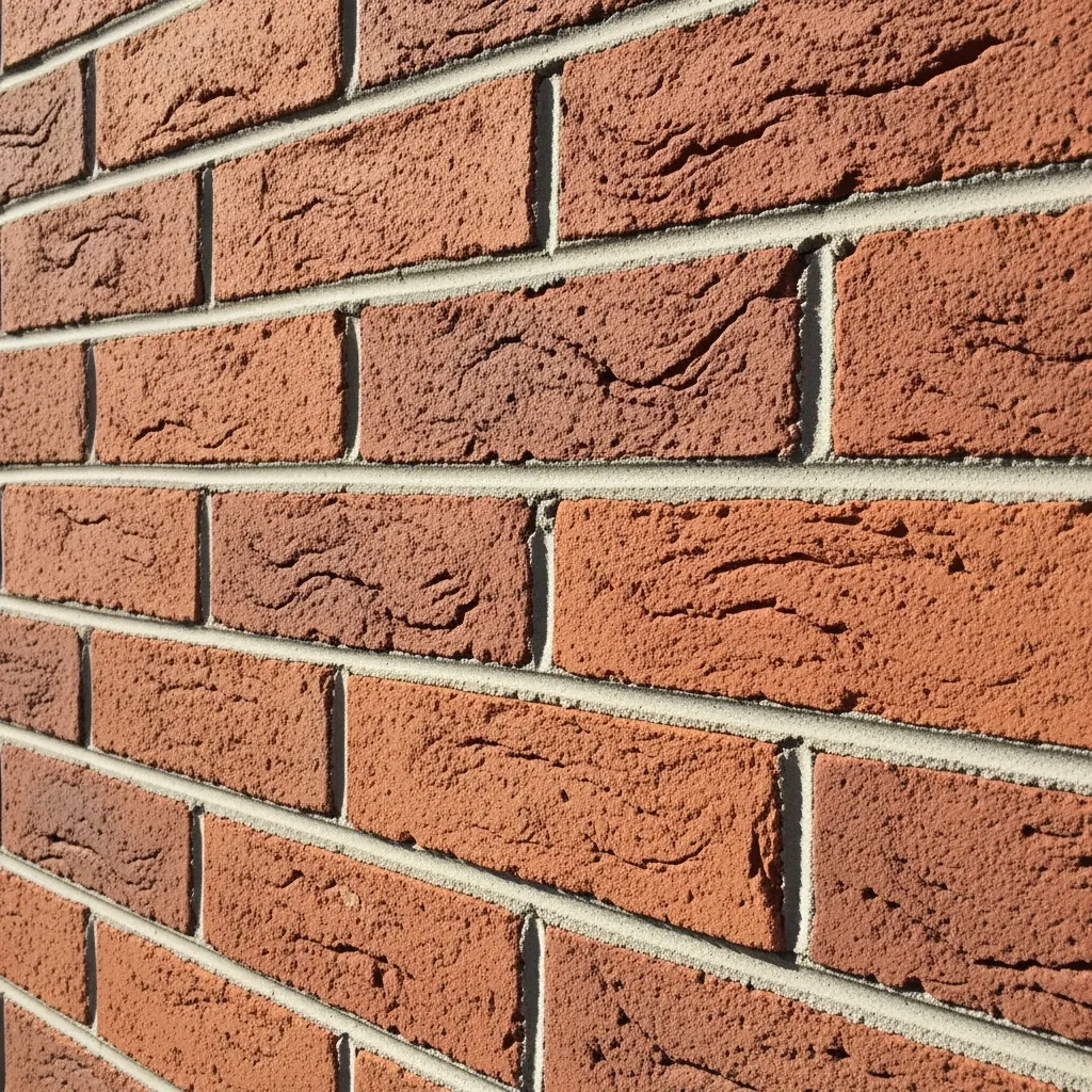 Seitliches Bild von neuen roten Klinkerfugen