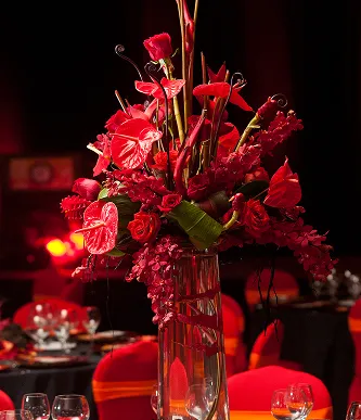 Lava-themed gala setup with glowing red lighting at a Hawaii event by Paradym Events