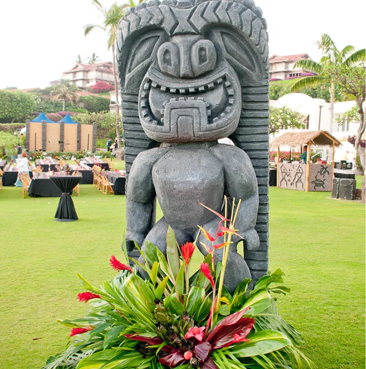 Tiki Gods, with Tropical Florals, Maui Hawaii