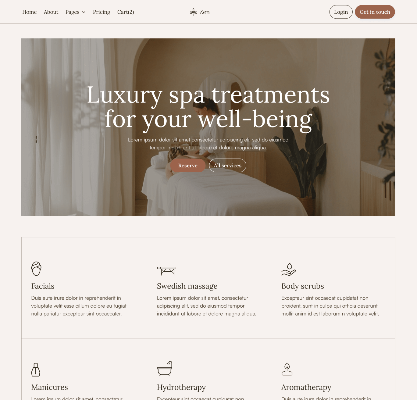 Zen - Pricing Single Page - Zen Spa Massage Webflow Template