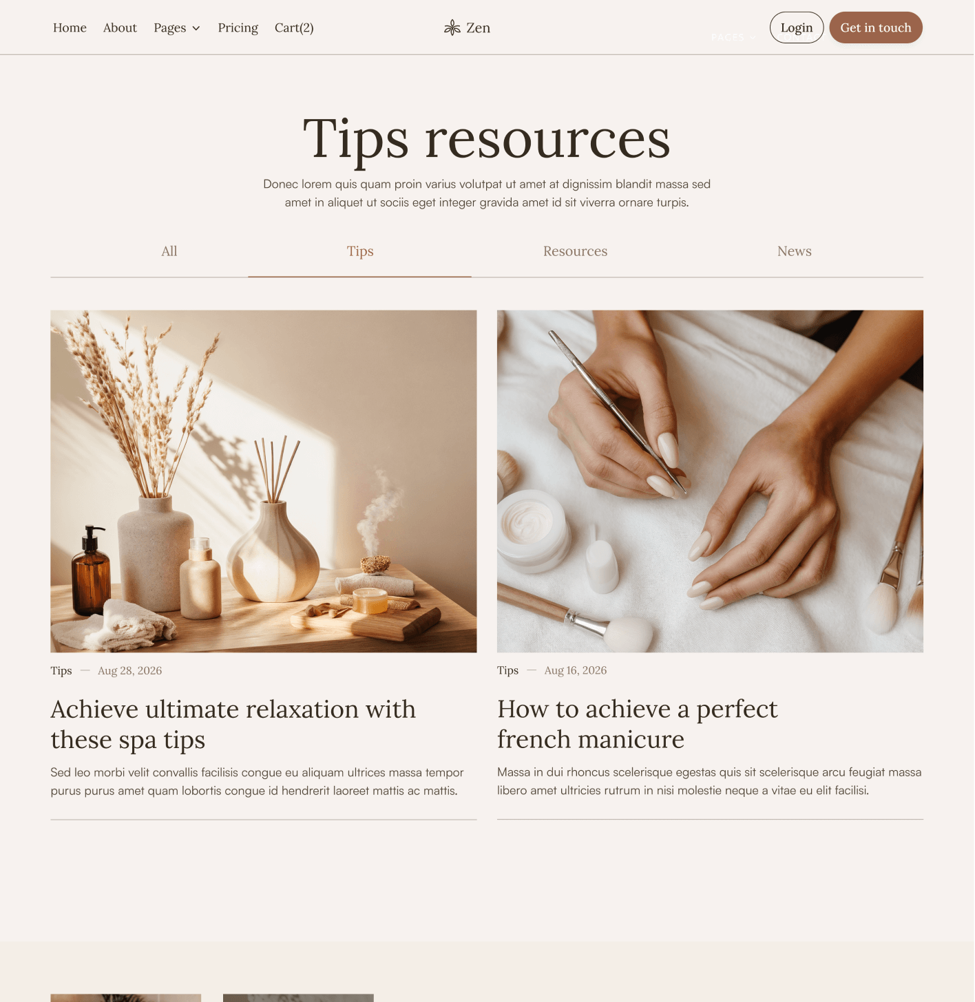 Zen - Blog Category Page - Zen Spa Massage Webflow Template