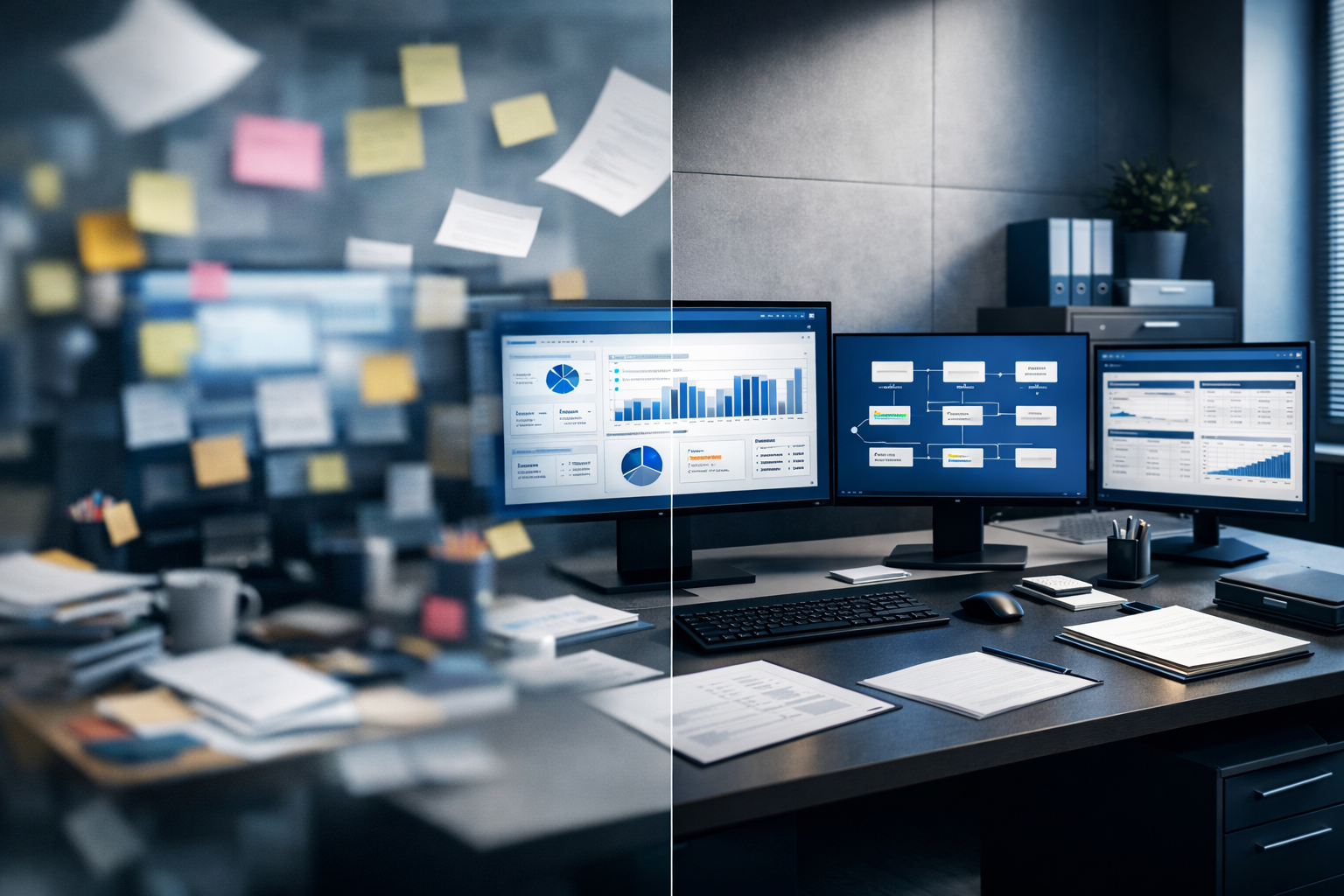 Bureau avec ordinateurs