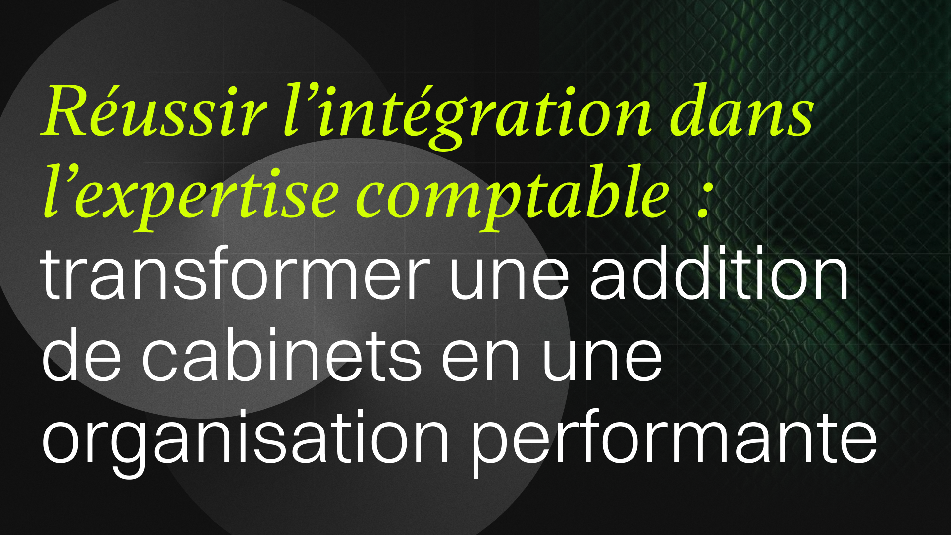 Réussir l'intégration dans l'expertise comptable : transformer une addition de cabinets en une organisation performante