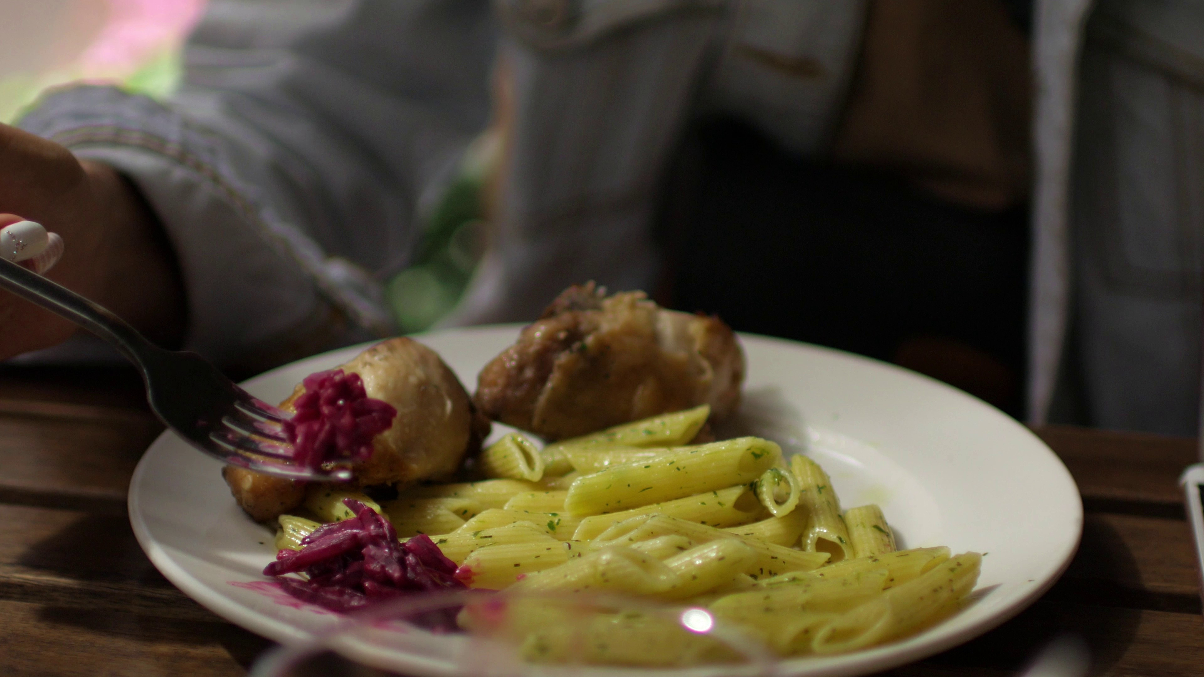 Plate of noodles and chicken