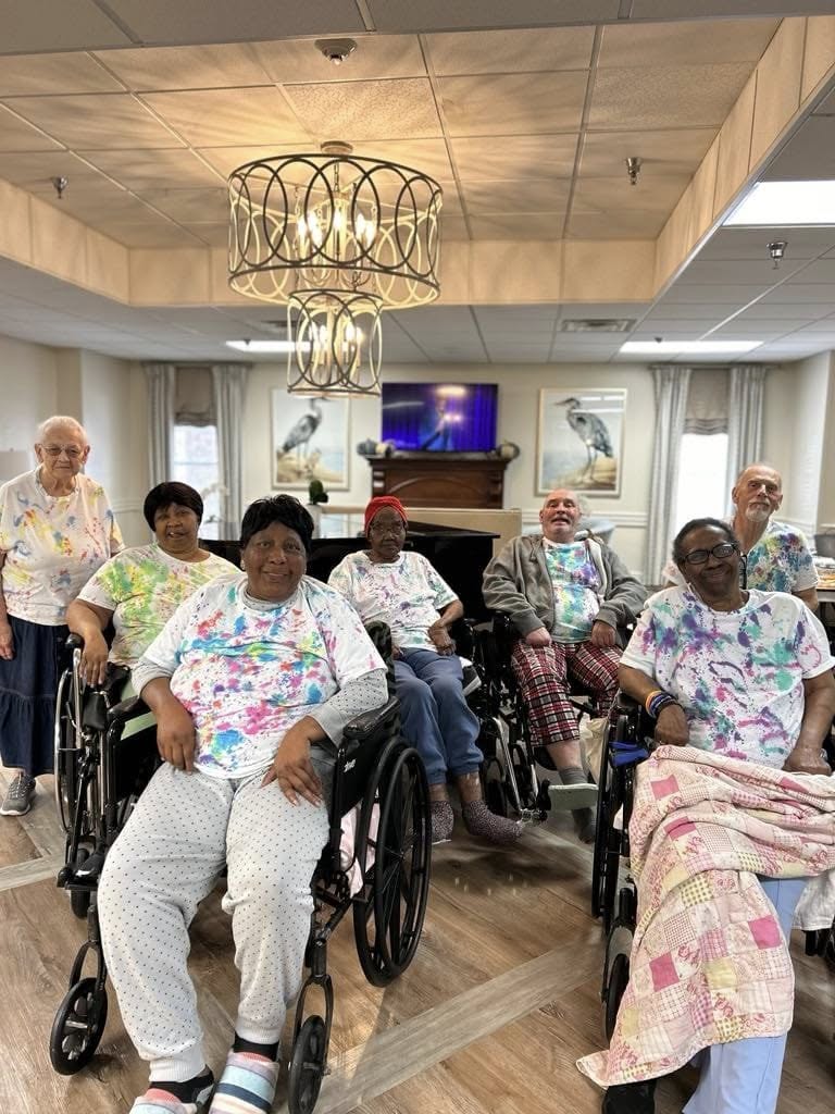 Residents waiting to participate in a fun activity