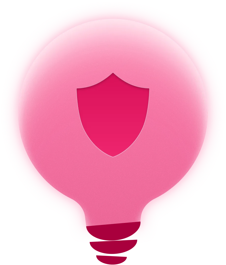Light bulb representing an idea with a shield on it
