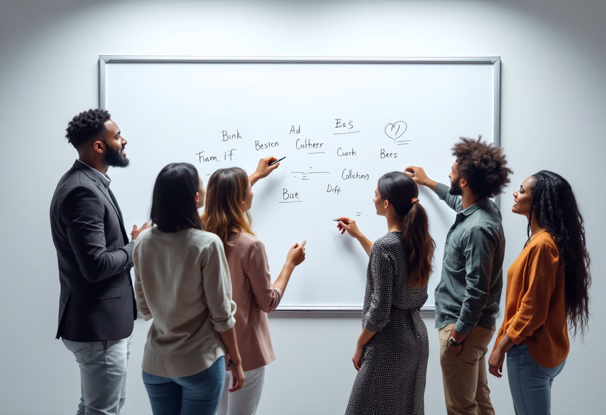 image of a diverse team in a meeting (for a edtech)