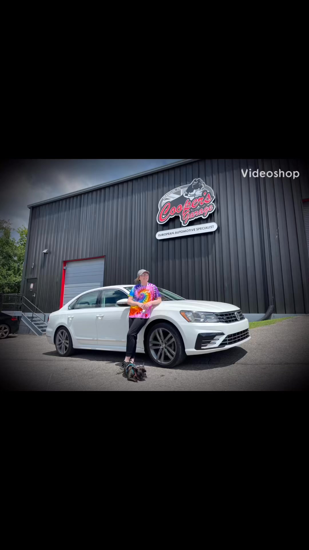 2017 Volkswagen Passat with owner Kalli outside Cooper’s Garage after A/C repair.