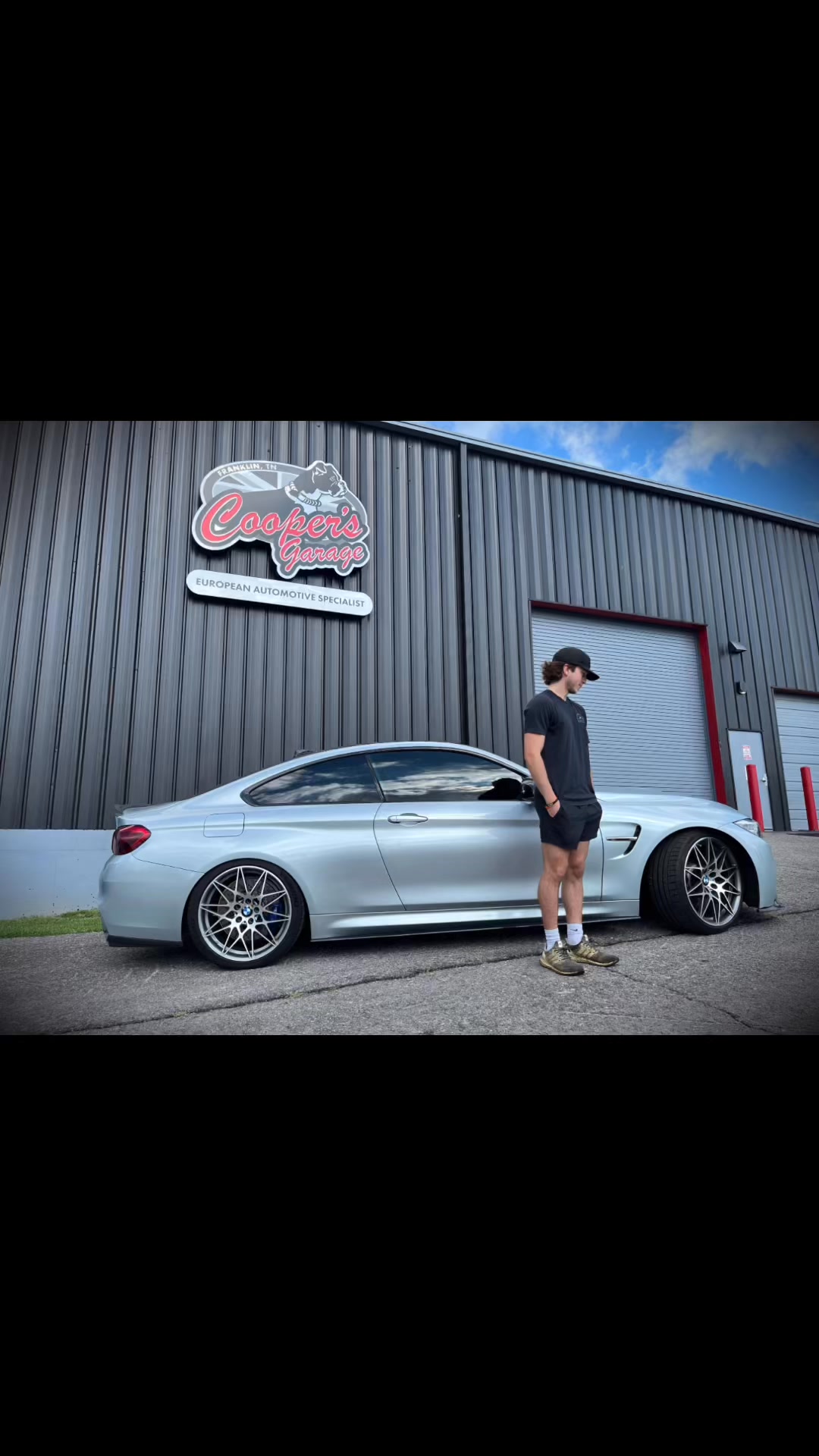 BMW M4 at Cooper’s after A/C repair.