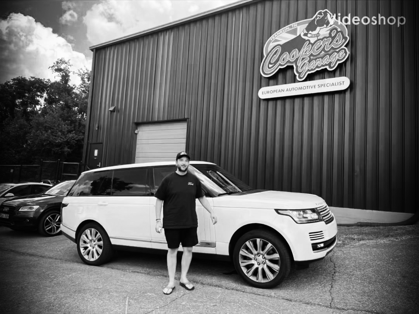 Range Rover Supercharged parked outside Cooper’s after service.