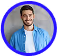 smiling man in blue t-shirt