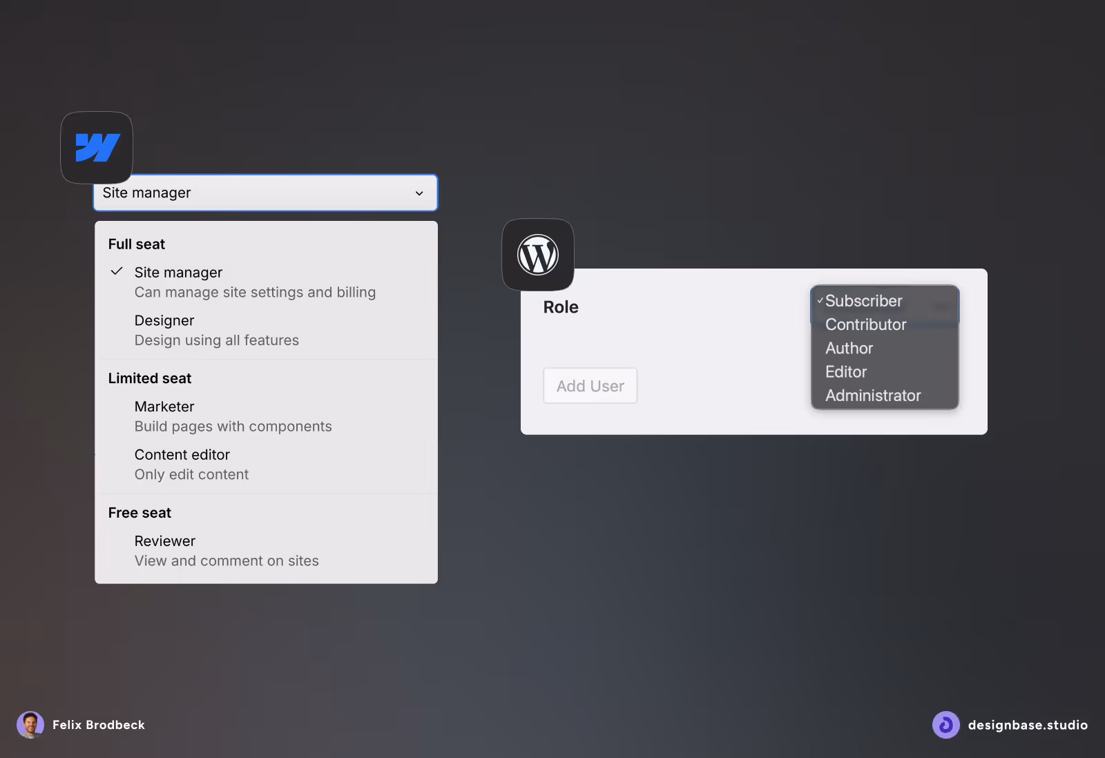 Webflow hat bessere Rollen und Rechte per Default. Dafür sind sie bei WordPress mit Plugins einfach zu erweitern.