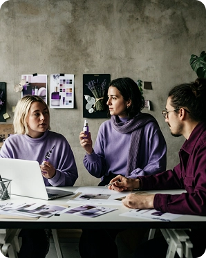 Brand team collaborating on campaign planning and product review using Shikenso Campaign