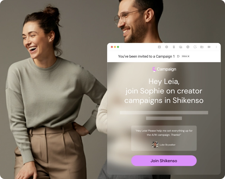 Campaign invitation interface in Shikenso Campaign allowing creators to join a campaign via a shared briefing link