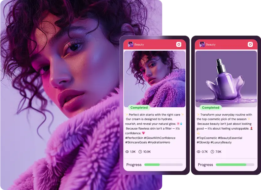 Verified social media post deliverables in Shikenso Campaign showing completed content, engagement metrics, and progress status