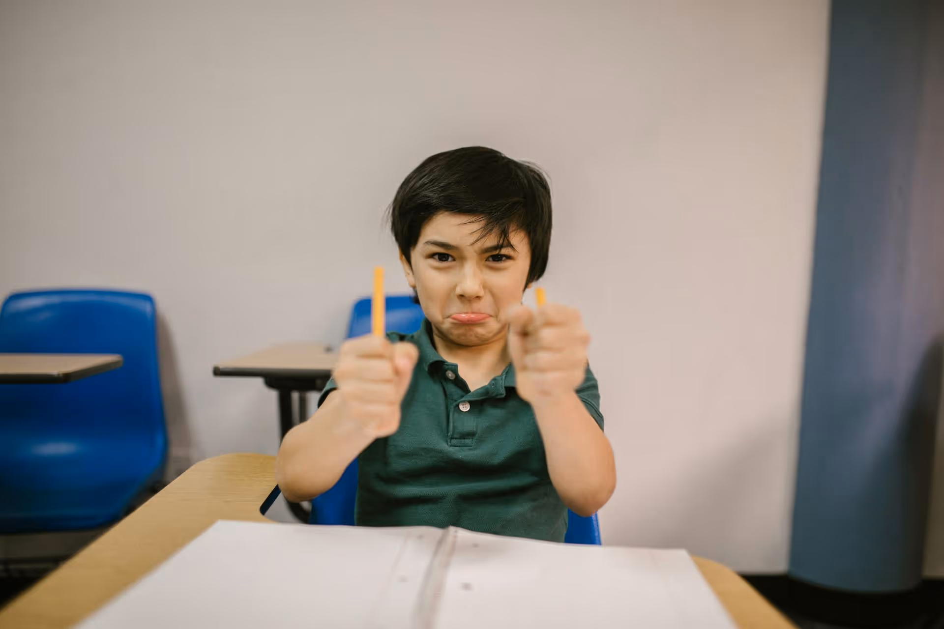 Angry elementary school student