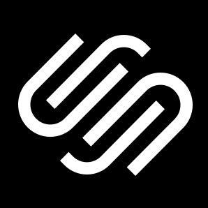 "Squarespace" logo, white on black background.
