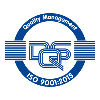 ISO 9001:2015 Zertifikatssiegel für Qualitätsmanagement mit DQS-Logo.