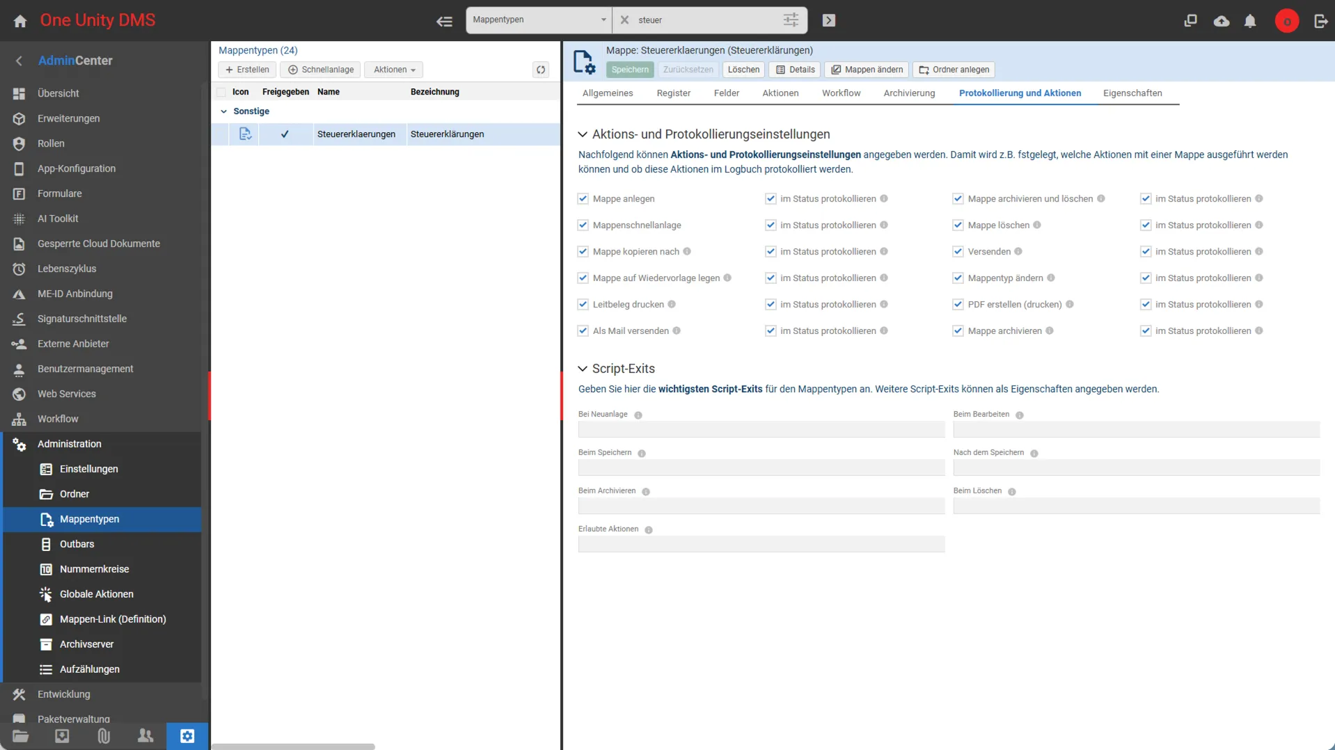Revisionssichere Archivierung Fristenverwaltung in One Unity