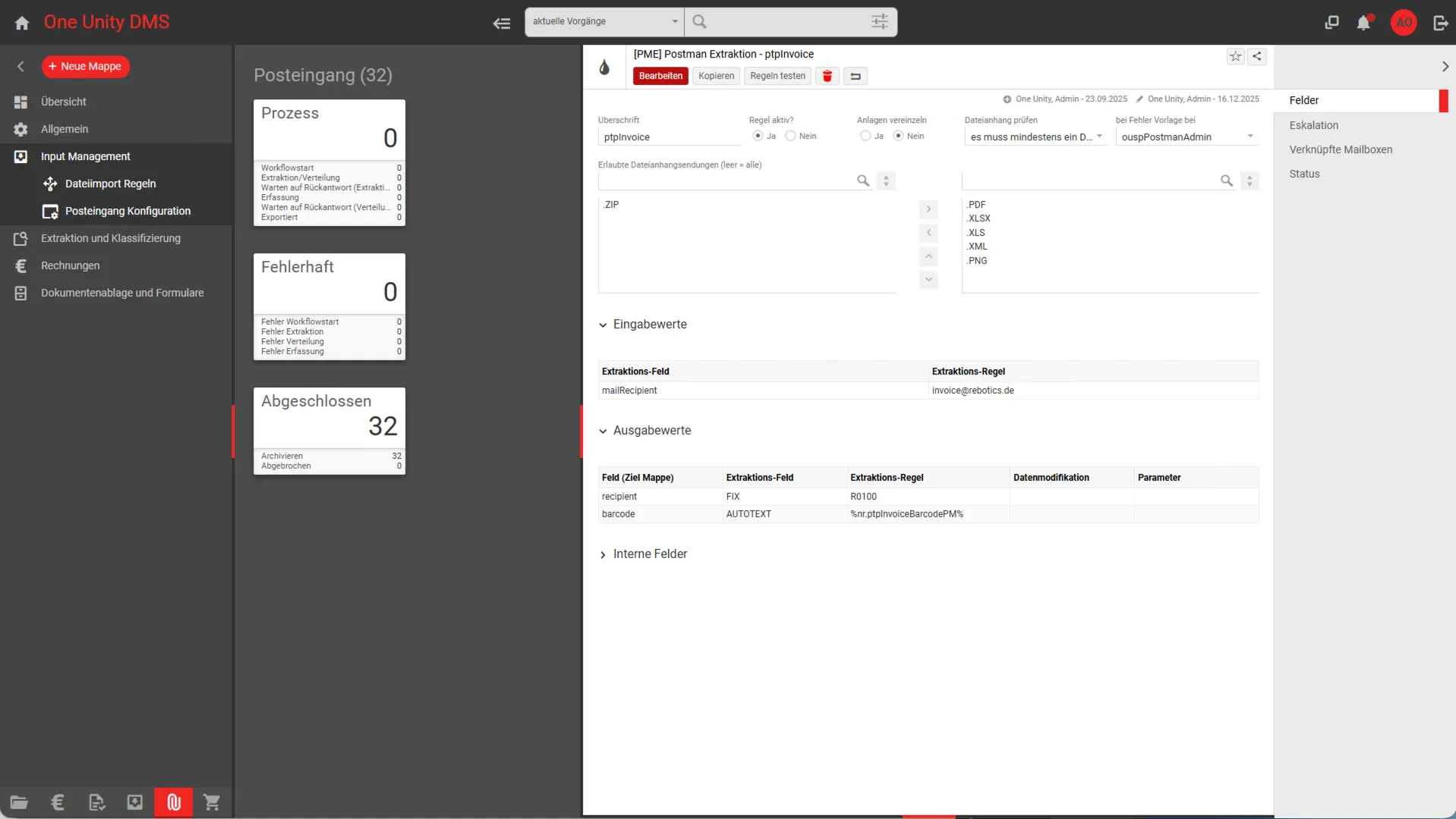 Vertragsmanagement digitale Signatur in One Unity