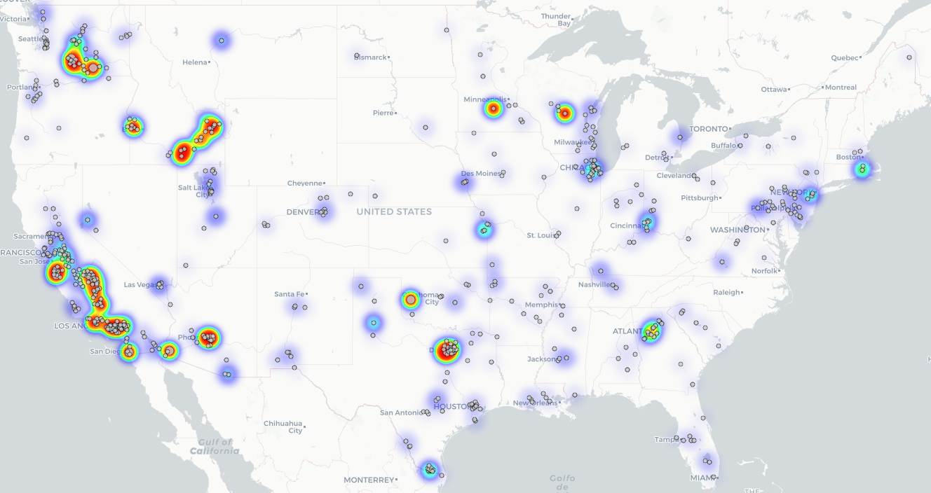 Fresh Freight origin heat map