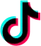 TikTok-Logo in Schwarz, Cyan und Rot.