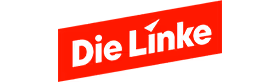 Logo der deutschen Partei Die Linke auf rotem Hintergrund.