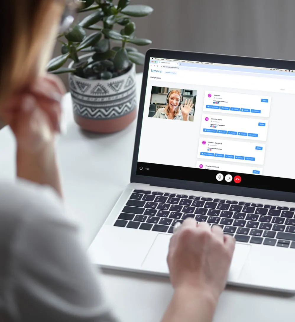 Online-Meeting mit Lomavis Gesprächspartnerin zur Vorführung der Plattform und Beantwortung von Fragen