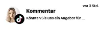 Kommentar von einer Frau mit TikTok-Icon und Text: Könnten Sie uns ein Angebot für ...
