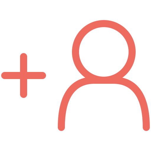 Rotes Symbol einer Person mit einem Pluszeichen zum Hinzufügen eines Benutzers.