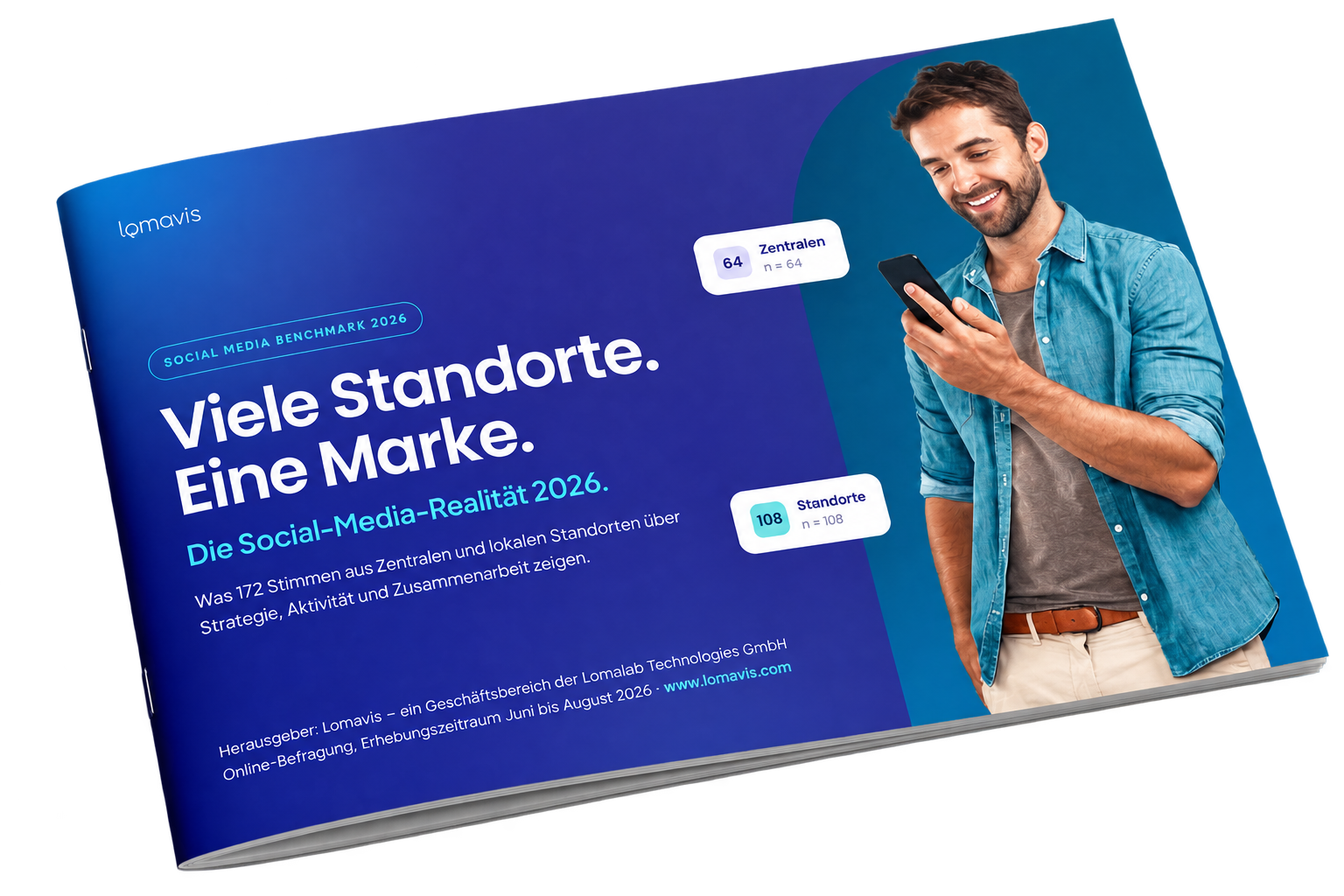 Mockup der Multi-Location Social Media Studie 2026 von Lomavis