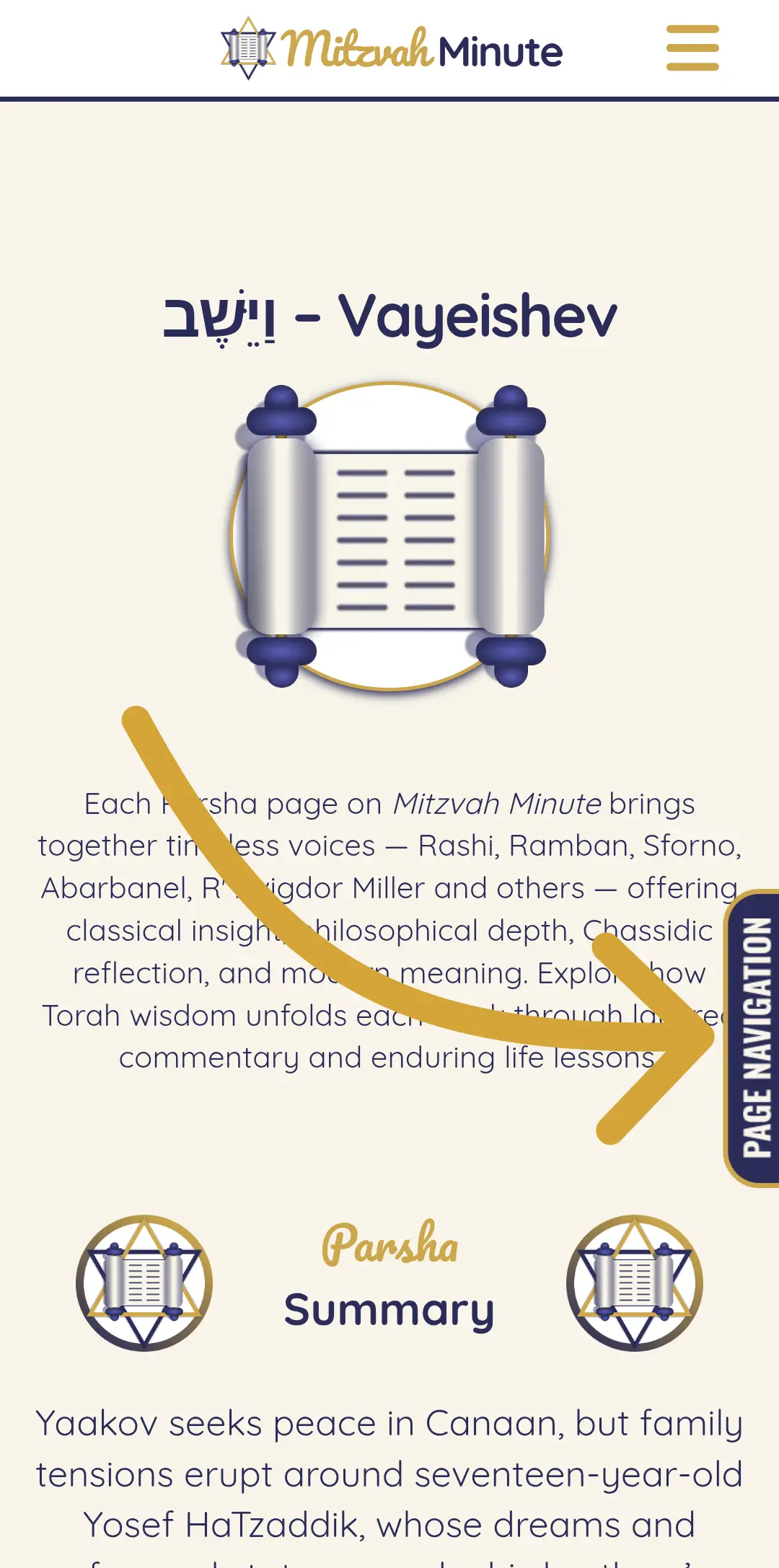 Image showing the Page Navigation Tab