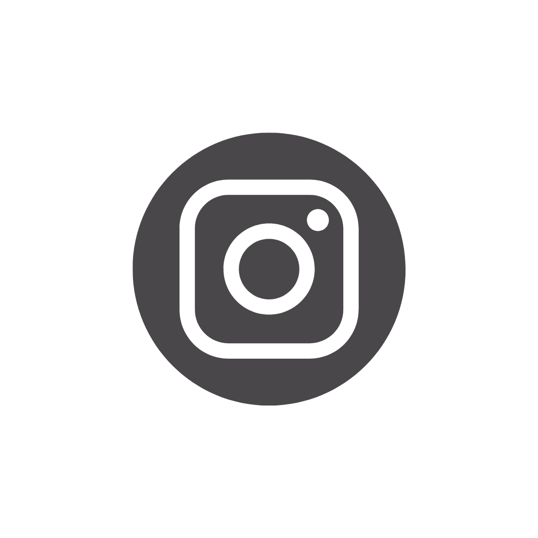 Dark gray Instagram logo icon inside a circular background.
