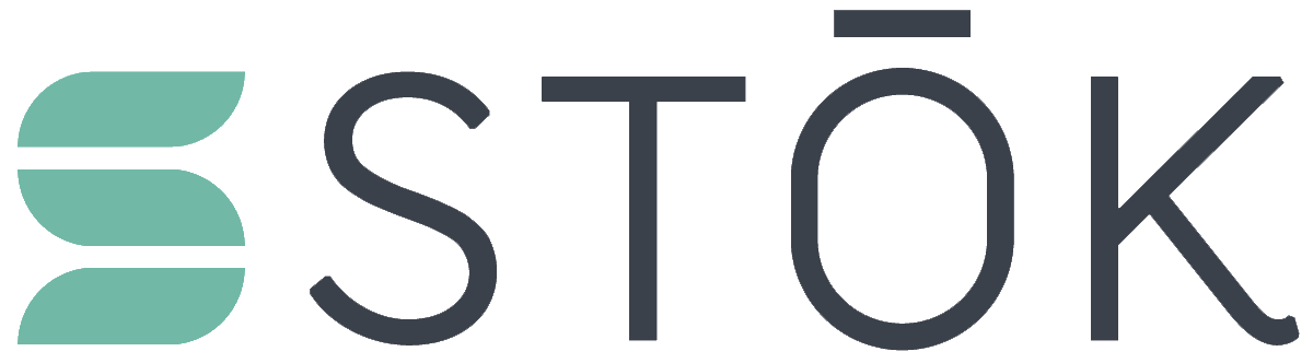Stok logo with green abstract ‘S’ icon and clean sans-serif typography.