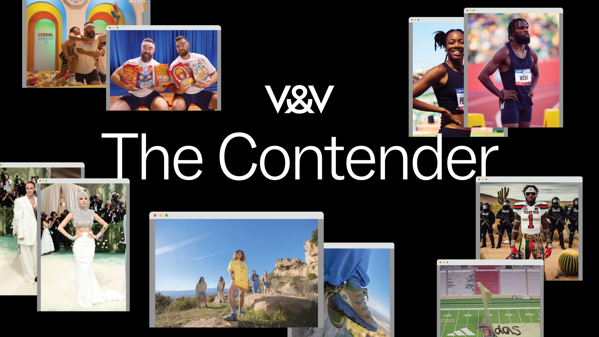 Various images of brand partnerships - The Contender