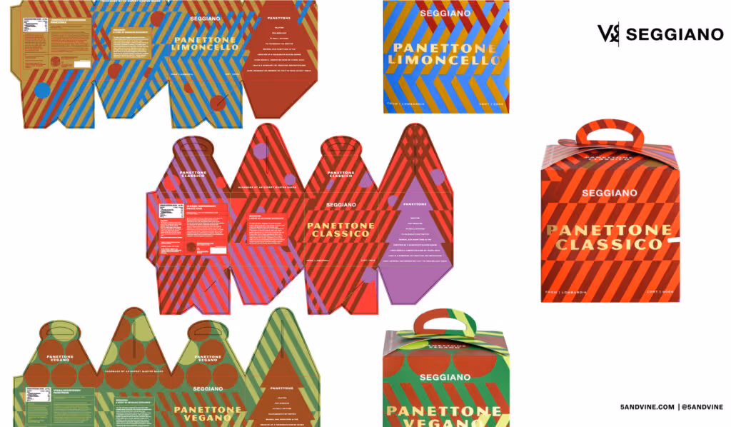 Seggiano Panettone Packaging Laid Out